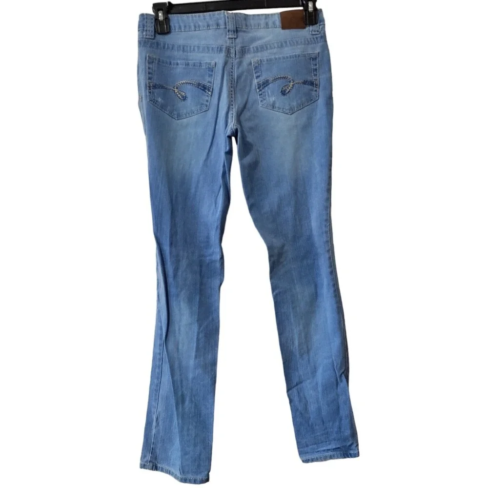 Justice Jeans Juniors 16.5 Simply Low Slim Fit Light Wash Denim Heart Blue Y2K
